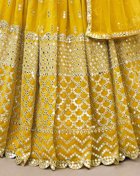 Buy Yellow Gota Patti Kurta and Lehenga Set by ABHINAV MISHRA at Ogaan  Online Shopping Site