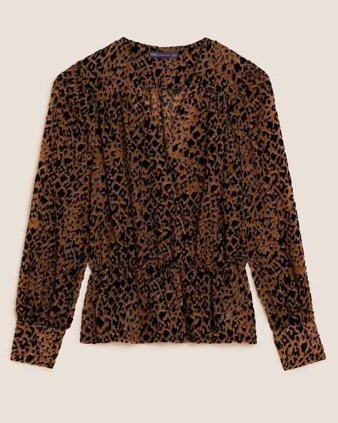 Leopard Print Banded Waist Peplum Blouse – HighStreet