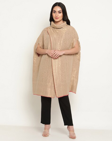 Floral Woven Woolen Poncho Price in India