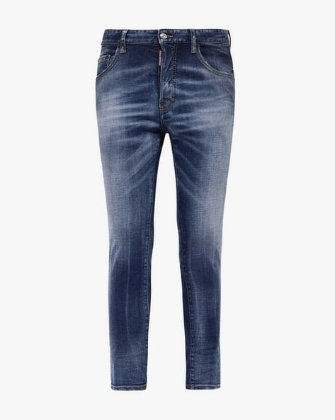 Buy Dsquared2 Skater Skinny Fit Mid-Wash Jeans | Navy Blue Color 