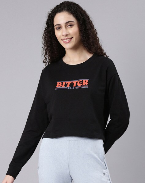 Bitter Brown Printed Raglan Sleeve Sweatshirt