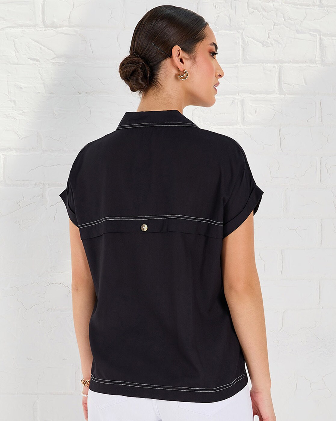 Lucky Brand Womens Utility Button Up Shirt, Black, Medium