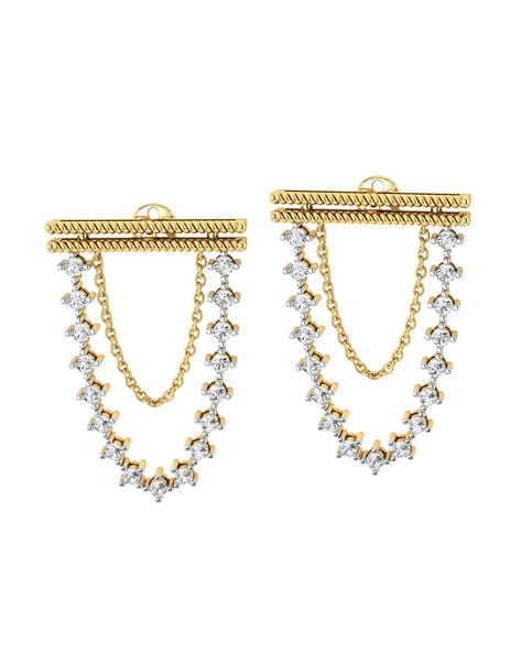Buy Jalaja Delicate Floral Pearl Chain Earrings | Tarinika - Tarinika India