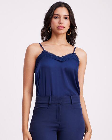 V-Neck Camisole with Lace Overlay