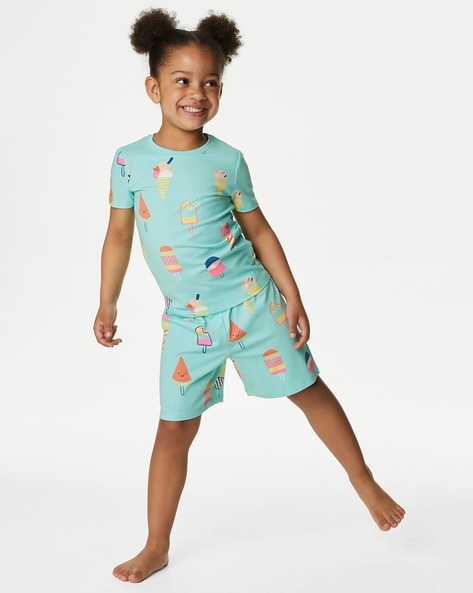 Ice Cream Print T-Shirt & Shorts Set