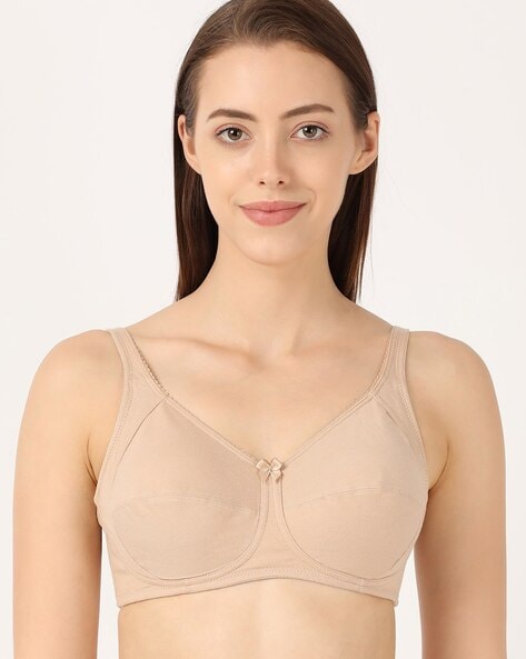 ES13 Wirefree Non-Padded Super Combed Cotton Elastane Stretch Full Coverage  Plus Size Bra with Side Panel Support and Adjustable Broad Fabric Straps