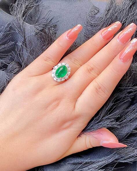 Female Modern 925 Sterling Silver Green & White Zircon Stone Ring at Rs  1200/piece in Jaipur