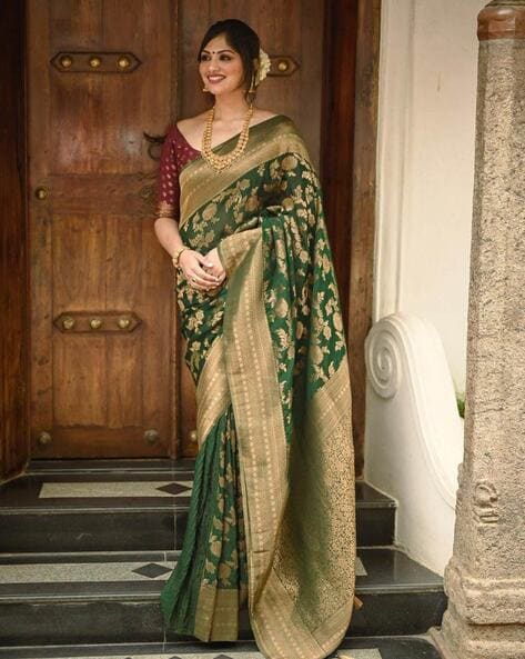 Buy Festival Wear Pista green Weaving Silk Saree Online From Surat  Wholesale Shop.