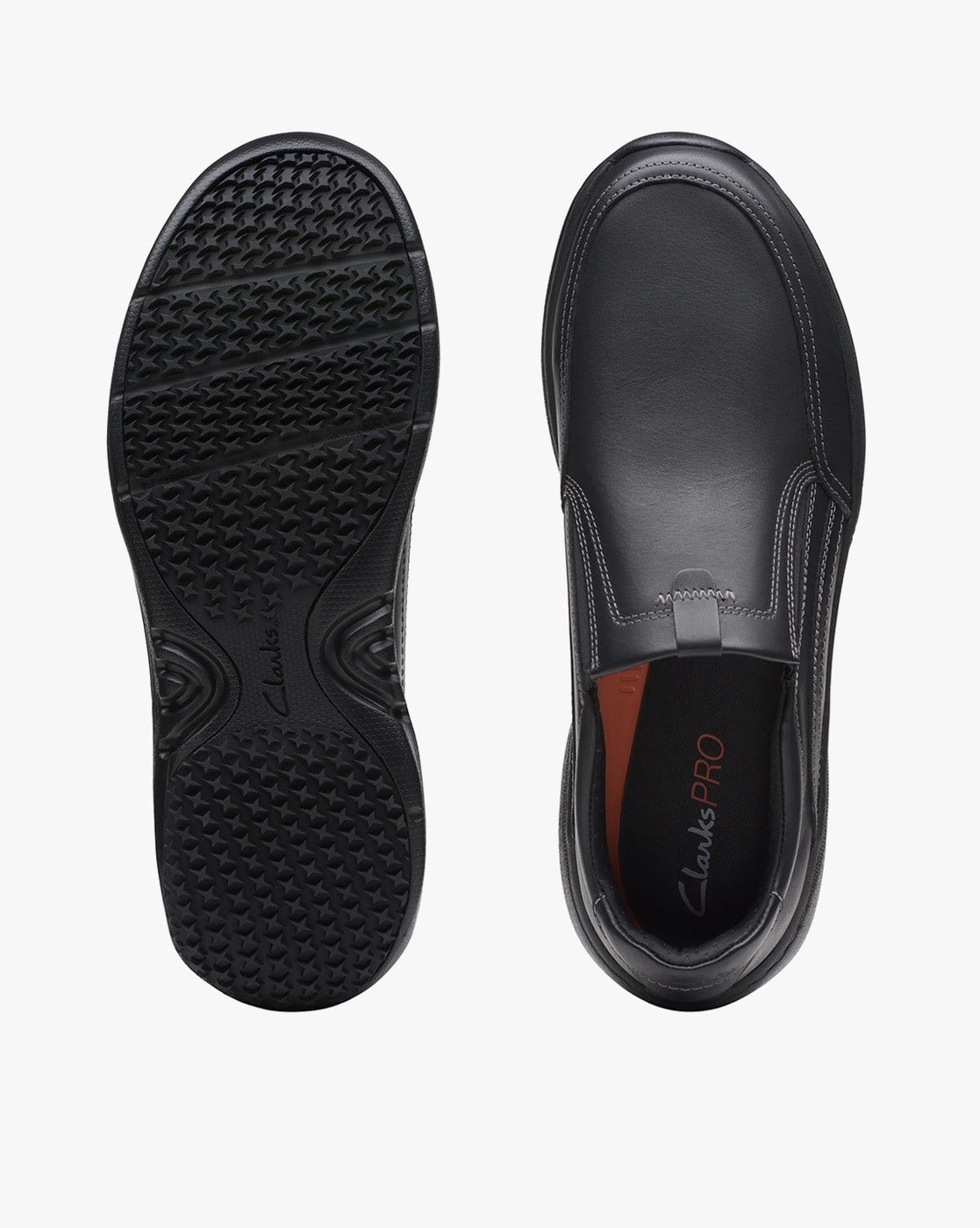 Clarks black cheap slip on