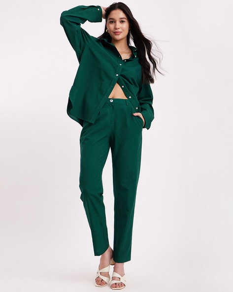 Buy Green Trousers & Pants for Women by Fable Street Online