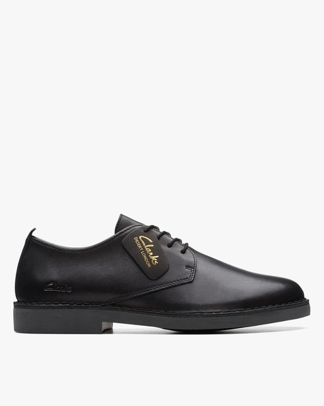 Clarks desert london black leather on sale