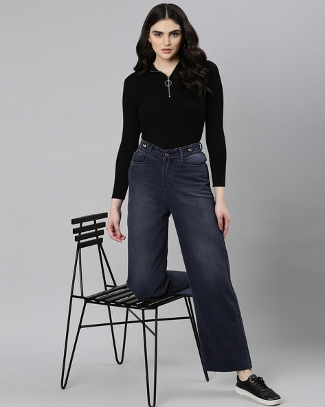 SHOWOFF Grey Straight Fit High Rise Jeans