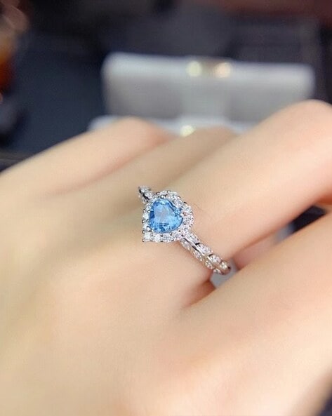 Stunning 14K White Gold and Fancy Intense Blue Cushion Cut Diamond Halo Ring