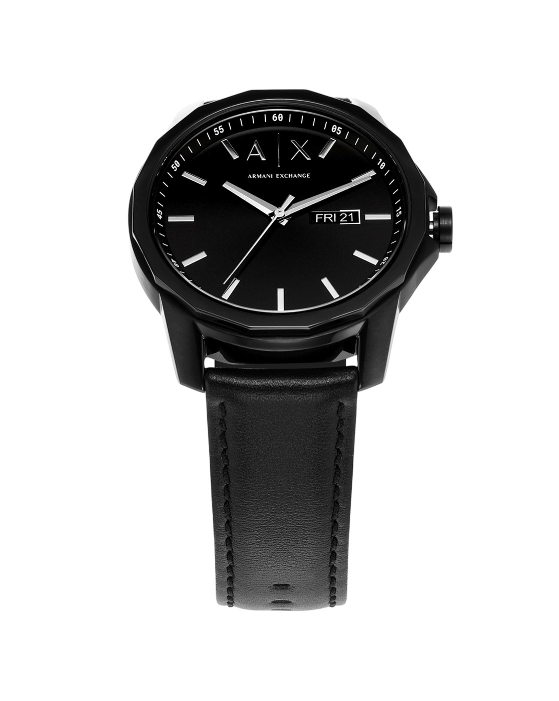 Armani exchange watch hot sale leather strap