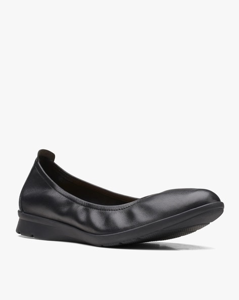 Clarks black flat shoes sale