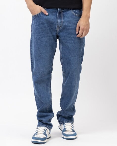 GUESS Men Mid-Rise Straight Fit Rodeo Denim Jeans