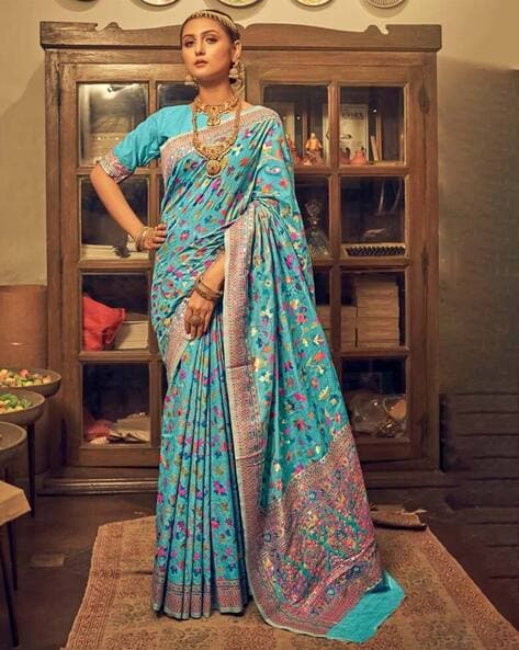 Pravati Handloom Khadi Saree With Contrast Blouse Piece