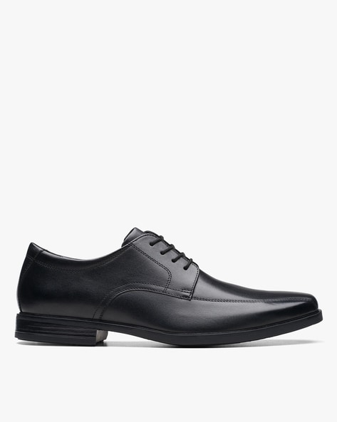 Clarks mens deals black leather shoes