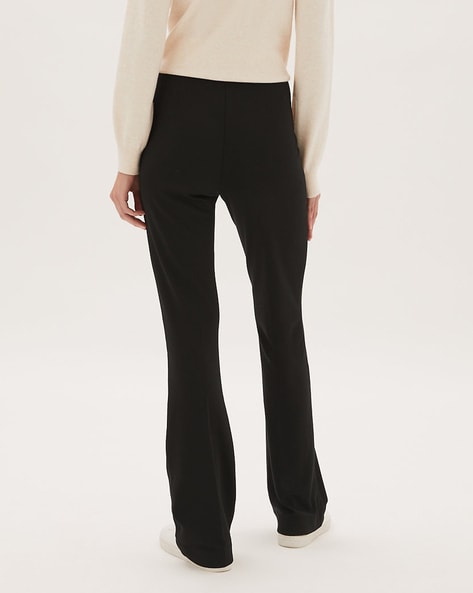 Basic Black Jersey Flared Trousers Image 1 | Outfits with leggings, Flares  outfit, Flare leggings