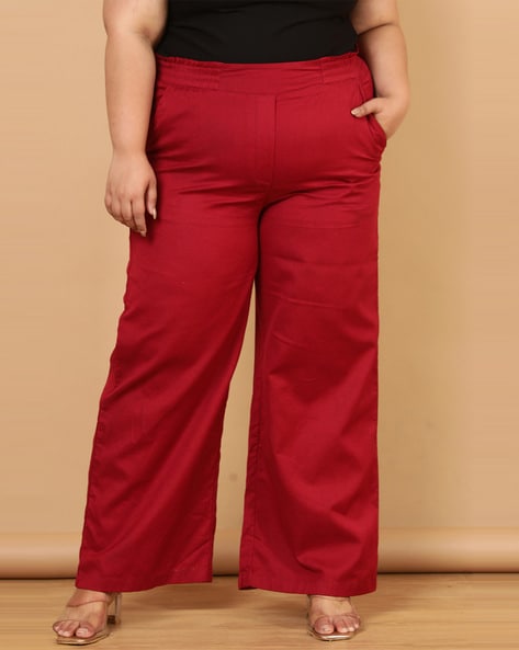 Buy Women Red Twill Cargo Pants Online at Sassafras