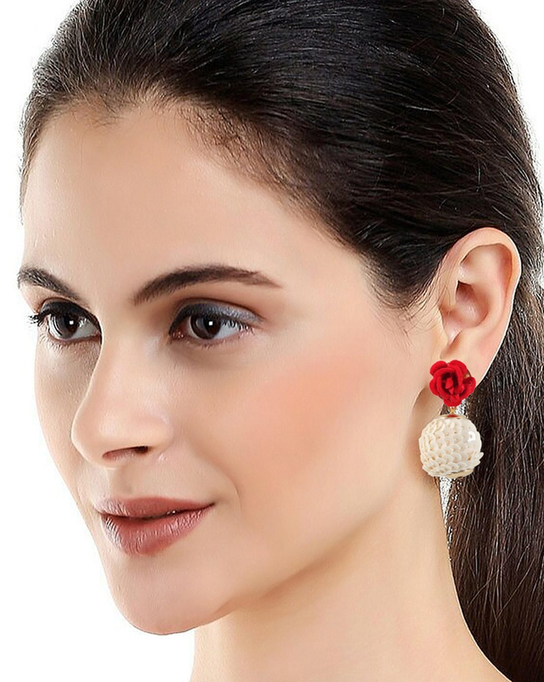 Luxury Designer Red Pink CZ Austrian Crystal Big Geometric Flower Stud  Earrings | eBay