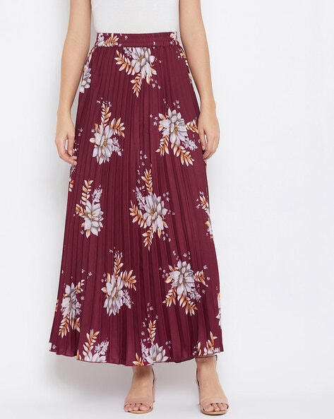 Maroon on sale floral skirt