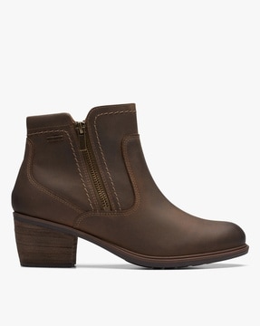 Clarks brown leather ankle boots outlet womens