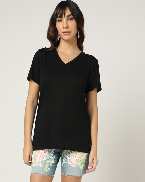 longline black t shirt women's