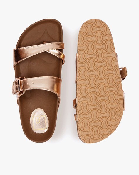 Rose gold birkenstock style sandals hot sale