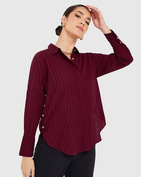 Buy Burgundy Shirts for Women by Styli Online | Ajio.com