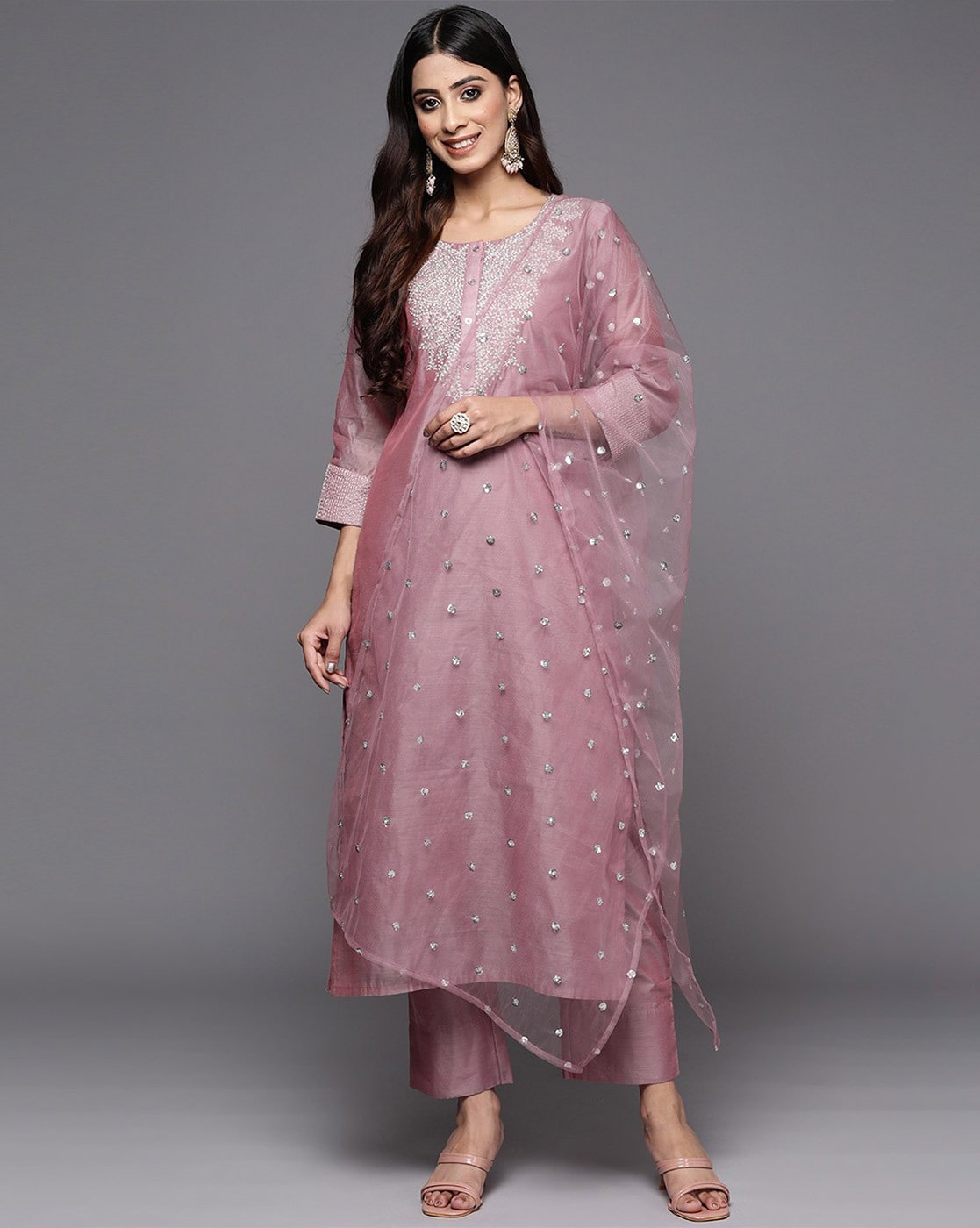 Buy online Embellished Pink Kurta Pant Dupatta Set from ethnic wear for  Women by Fab Culture for ₹2519 at 55% off | 2024 Limeroad.com
