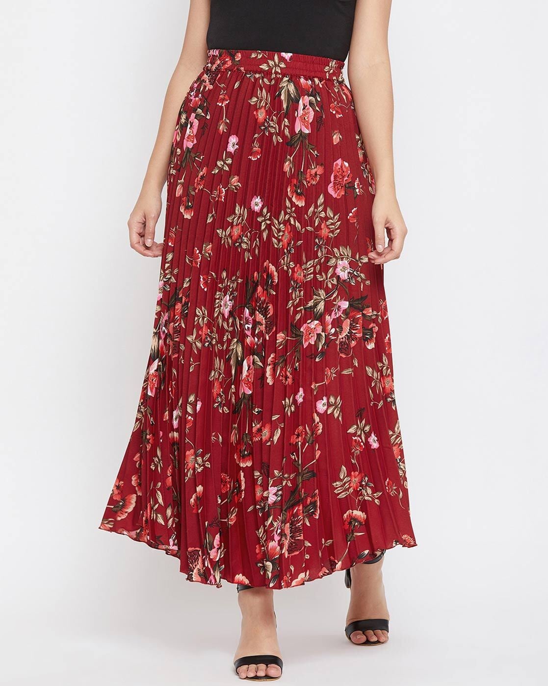 Maroon 2024 floral skirt