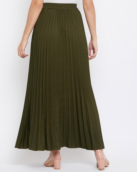 Long pleated flare skirt best sale