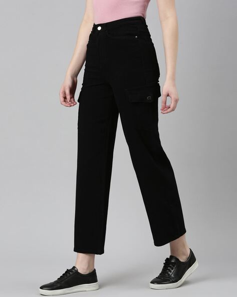 SLIM FLARED 5PKT PANTS in black