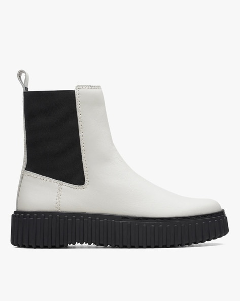 Clarks white ankle boots sale