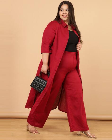 Wide Leg Pants Plus Size Red Pants Outfits Tomato Red Plus Size - Main Image