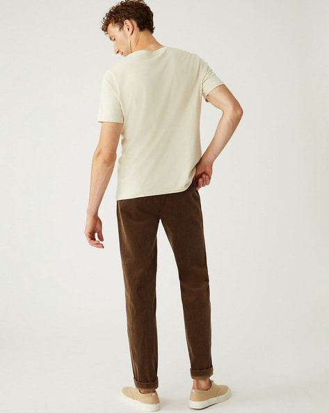 Buy U.S. Polo Assn. Men Khaki Solid Mid Rise Regular Trousers - Trousers  for Men 17894772 | Myntra