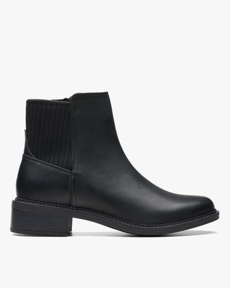 Clarks womens shop black leather boots