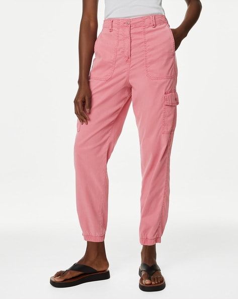 Stylish ZARA Pink Cargo Trousers with Pockets