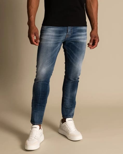 Buy Dsquared2 Skater Skinny Fit Mid-Wash Jeans | Navy Blue Color 