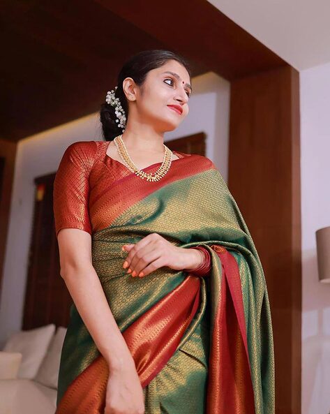 Buy Jade Green Banarasi Silk Saree online-Karagiri – Karagiri Global