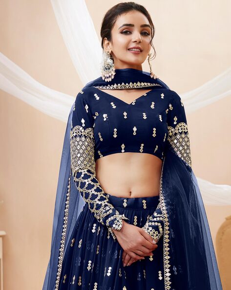 Blue Net Wedding Lehenga Choli 59649 | Lehenga blouse pattern, Designer  lehenga choli, Red lehenga
