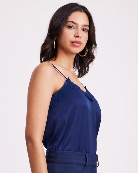 V-Neck Camisole with Lace Overlay