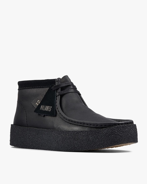 Mens black store leather wallabees