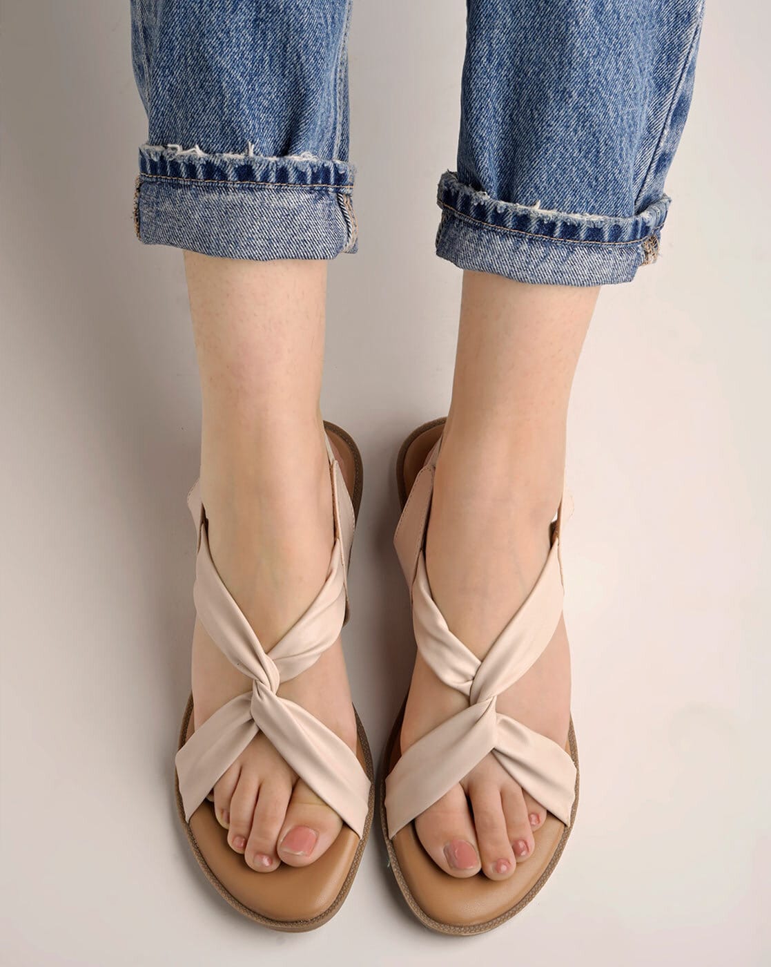 Tan Faux Suede Criss-Cross Sandals With Buckle · Filly Flair