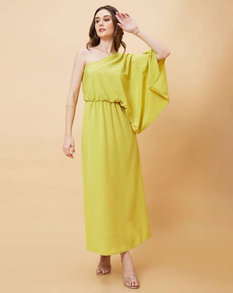 one shoulder kimono sleeve dress CUSTO BARCELONA HABRE TICKCHIC ONE SHOULDER KIMONO SLEEVE DRESS SIZE L