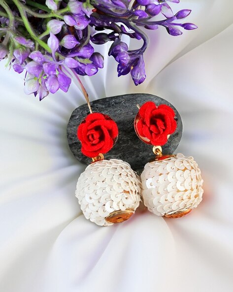 Fashion Red Rose Pearls Flowers Earrings Stud Drop Dangle Women Wedding Hot  Gift | eBay