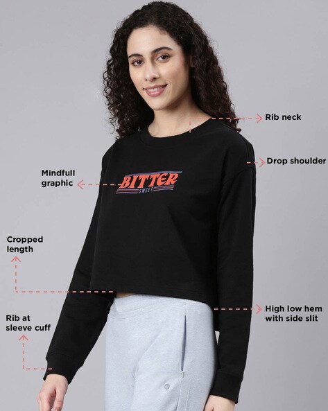 Buy Black- Bitter Sweet Graphic Sweatshirt & Hoodies for Women by ENAMOR  Online