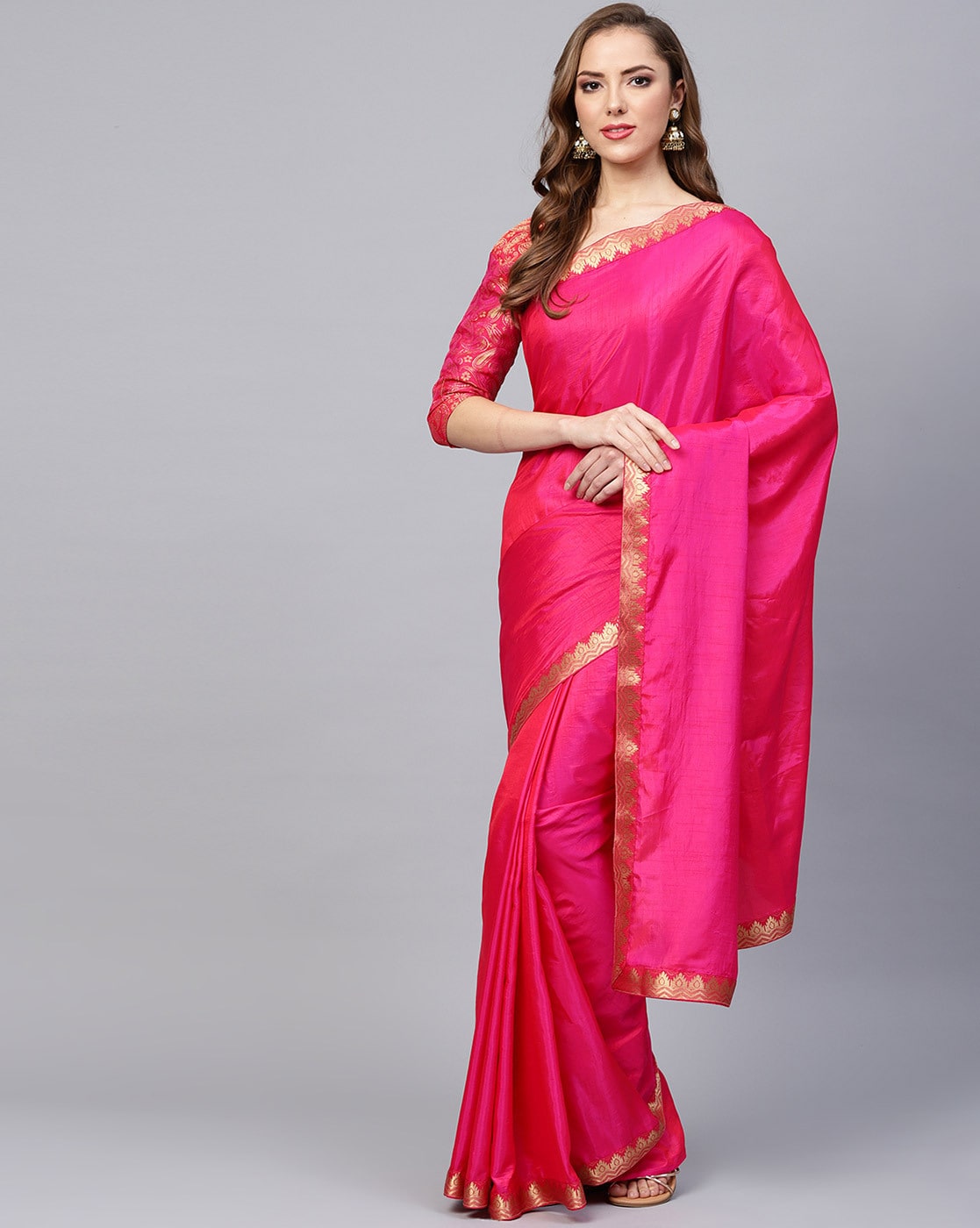 CHARUKRITI Magenta Cotton Saree