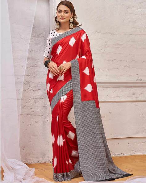 RED color soft silk banarasi saree with matching blouse. – ishva shop